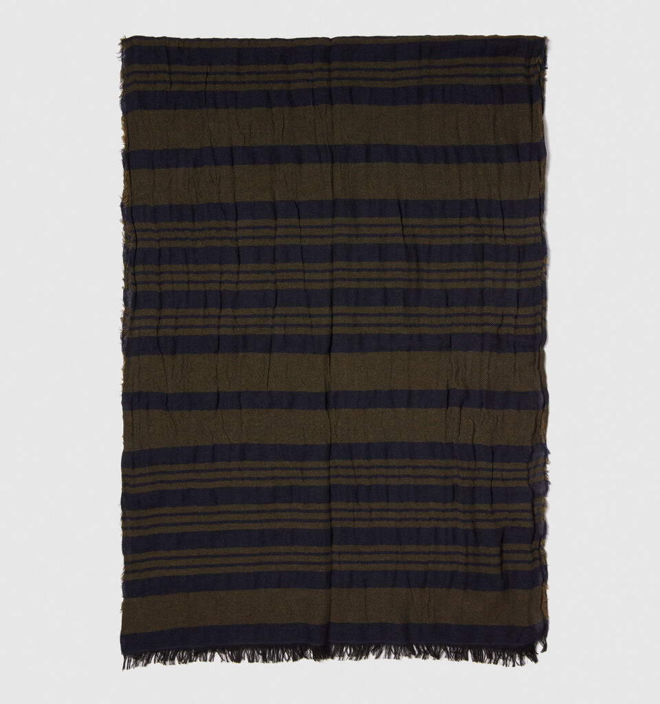Striped scarf - null - Military Green | Sisley image number 1